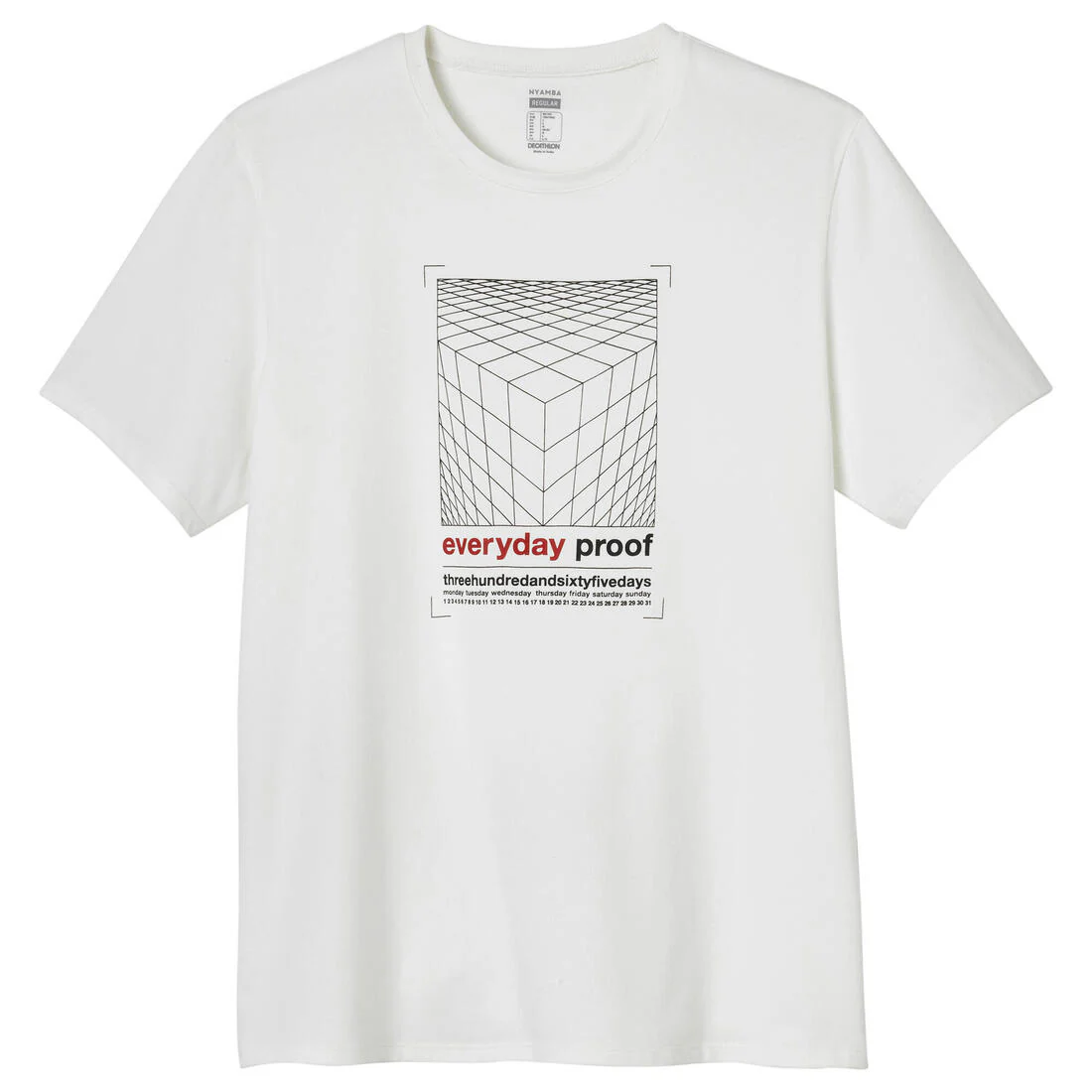 Men's Short-Sleeved Straight-Cut Crew Neck Cotton Fitness T-Shirt 500 - Image 10