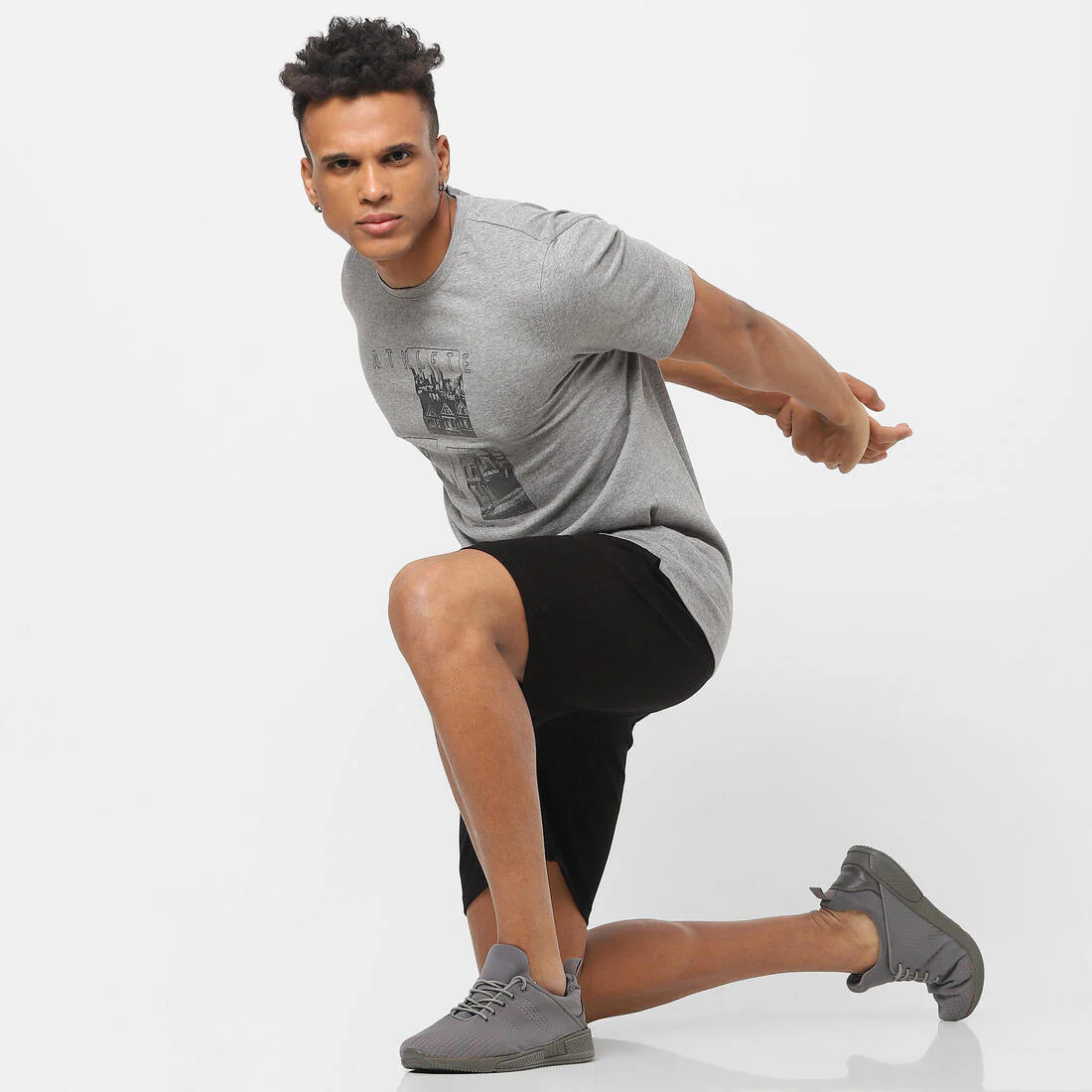Men's Short-Sleeved Straight-Cut Crew Neck Cotton Fitness T-Shirt 500 - Image 11