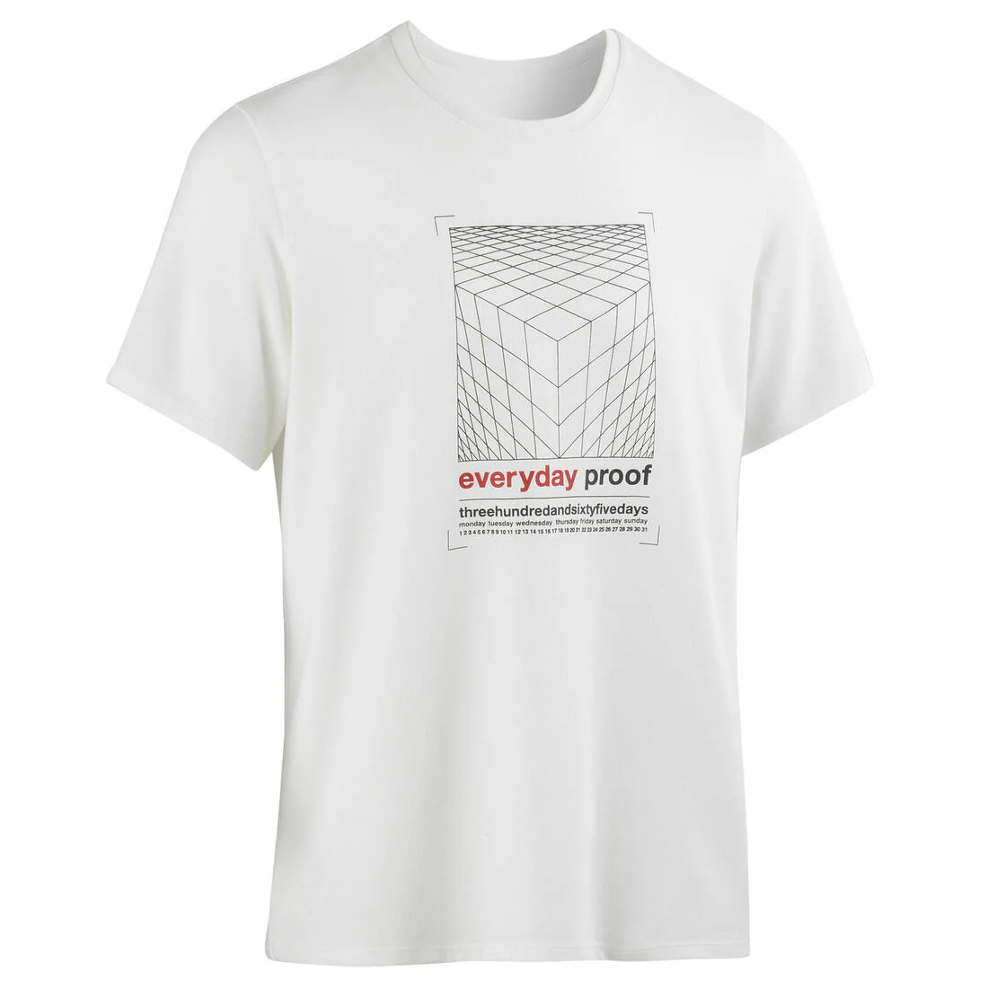 Men's Short-Sleeved Straight-Cut Crew Neck Cotton Fitness T-Shirt 500 - Image 12