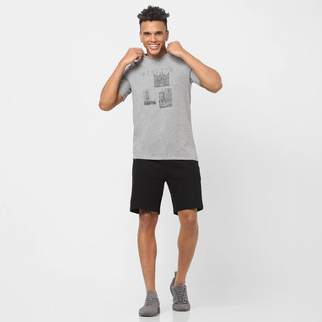 Men's Short-Sleeved Straight-Cut Crew Neck Cotton Fitness T-Shirt 500 - Image 4