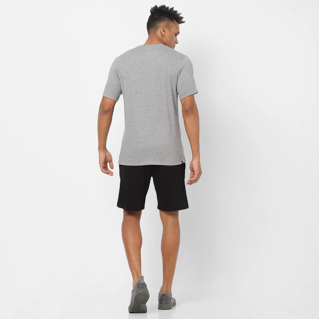 Men's Short-Sleeved Straight-Cut Crew Neck Cotton Fitness T-Shirt 500 - Image 5