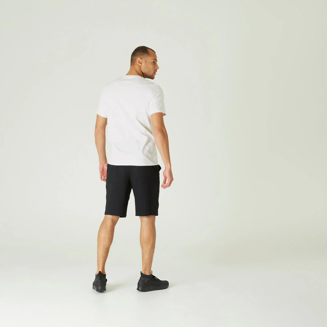 Men's Short-Sleeved Straight-Cut Crew Neck Cotton Fitness T-Shirt 500 - Image 6