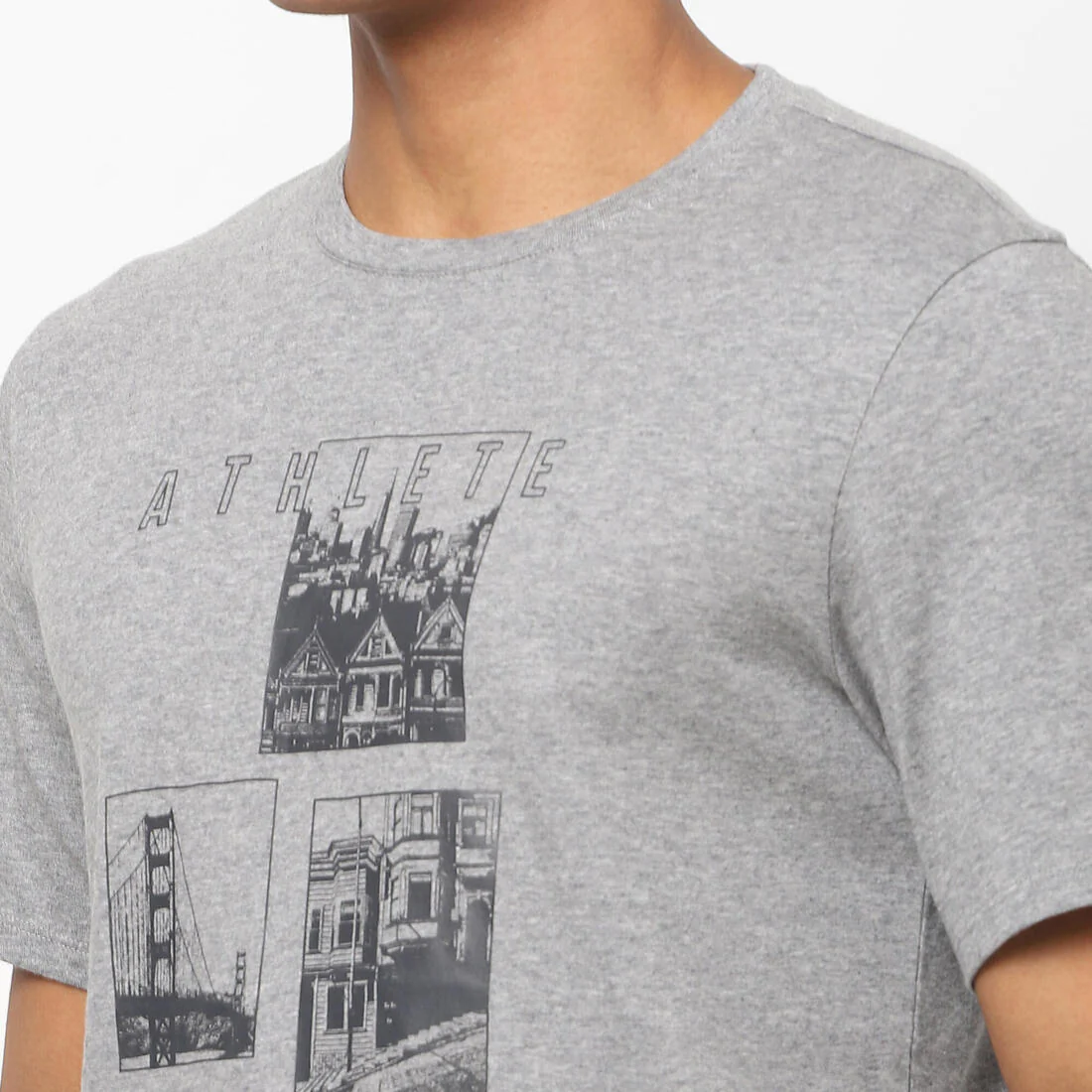 Men's Short-Sleeved Straight-Cut Crew Neck Cotton Fitness T-Shirt 500 - Image 9