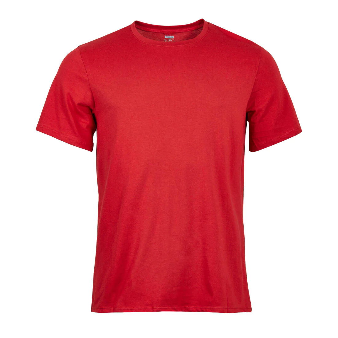 Men's Short-Sleeved Straight-Cut Crew Neck Cotton Fitness T-Shirt 500 Garnet - Image 13