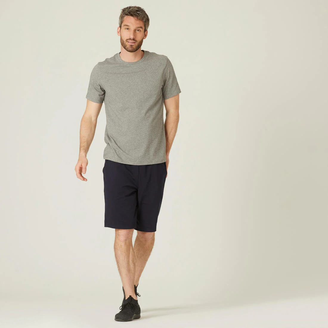 Men's Short-Sleeved Straight-Cut Crew Neck Cotton Fitness T-Shirt 500 Garnet - Image 15