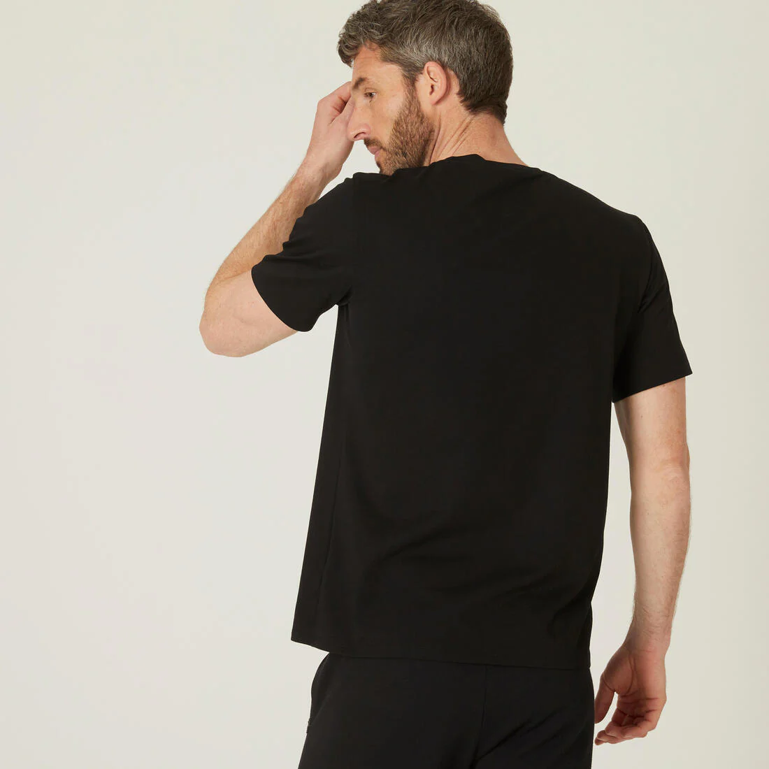 Men's Short-Sleeved Straight-Cut Crew Neck Cotton Fitness T-Shirt 500 Garnet - Image 17