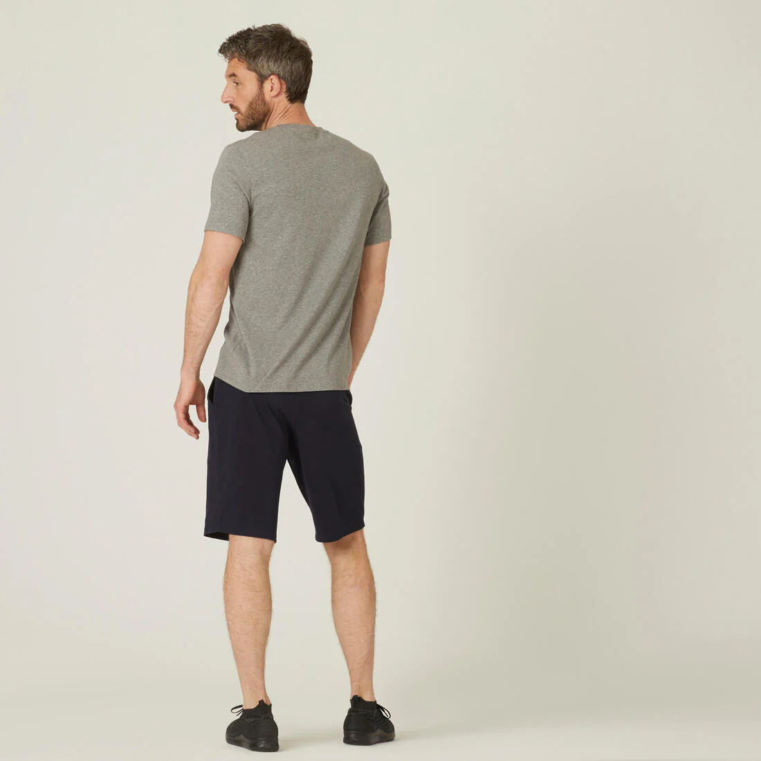 Men's Short-Sleeved Straight-Cut Crew Neck Cotton Fitness T-Shirt 500 Garnet - Image 19