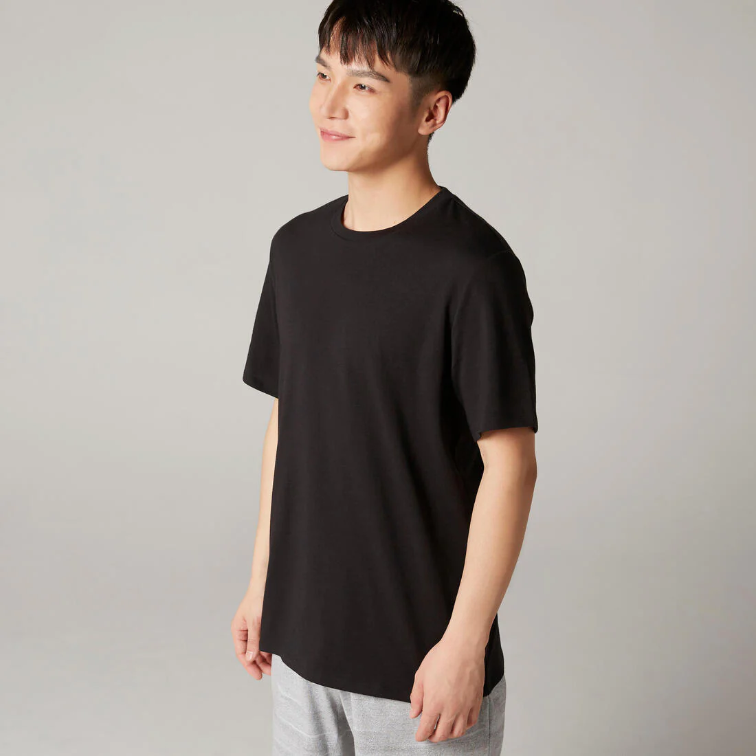 Men's Short-Sleeved Straight-Cut Crew Neck Cotton Fitness T-Shirt 500 Garnet - Image 31