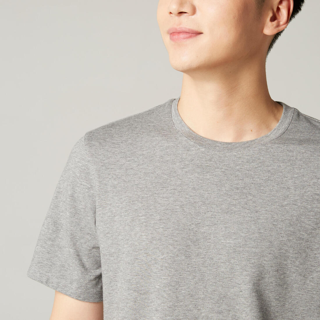 Men's Short-Sleeved Straight-Cut Crew Neck Cotton Fitness T-Shirt 500 Garnet - Image 47