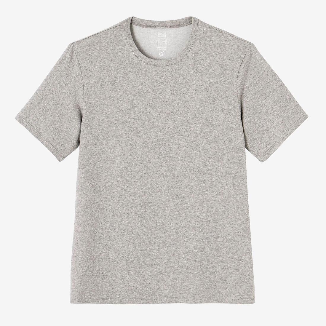 Men's Short-Sleeved Straight-Cut Crew Neck Cotton Fitness T-Shirt 500 Garnet - Image 5