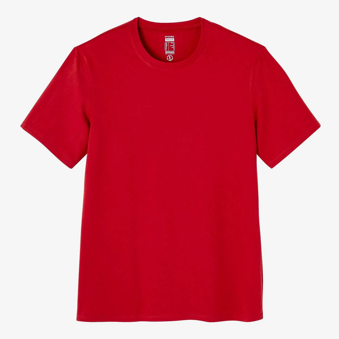 Men's Short-Sleeved Straight-Cut Crew Neck Cotton Fitness T-Shirt 500 Garnet - Image 50