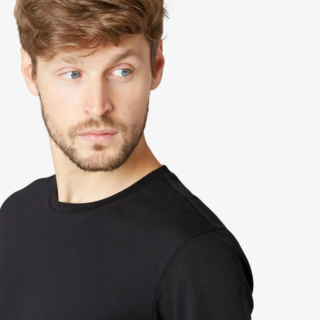 Men's Short-Sleeved Straight-Cut Crew Neck Cotton Fitness T-Shirt 500 Garnet - Image 51