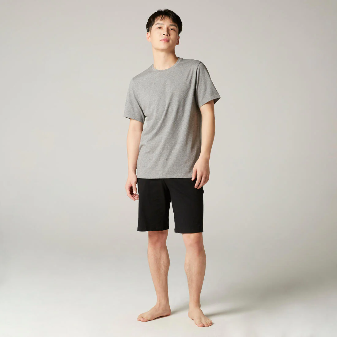 Men's Short-Sleeved Straight-Cut Crew Neck Cotton Fitness T-Shirt 500 Garnet - Image 56