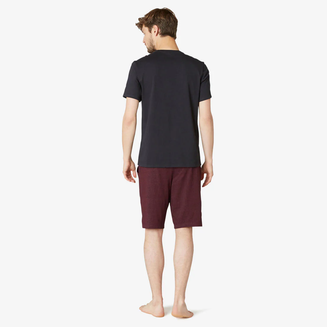 Men's Short-Sleeved Straight-Cut Crew Neck Cotton Fitness T-Shirt 500 Garnet - Image 62