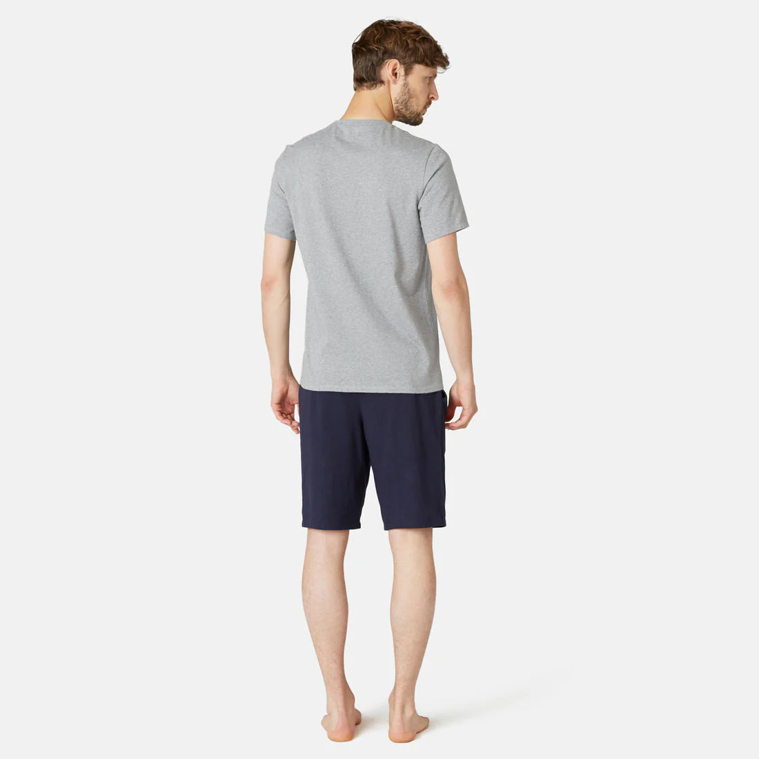 Men's Short-Sleeved Straight-Cut Crew Neck Cotton Fitness T-Shirt 500 Garnet - Image 81