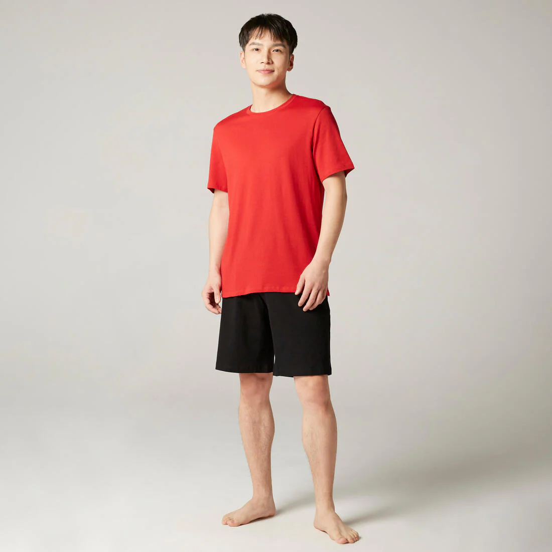 Men's Short-Sleeved Straight-Cut Crew Neck Cotton Fitness T-Shirt 500 Garnet - Image 82