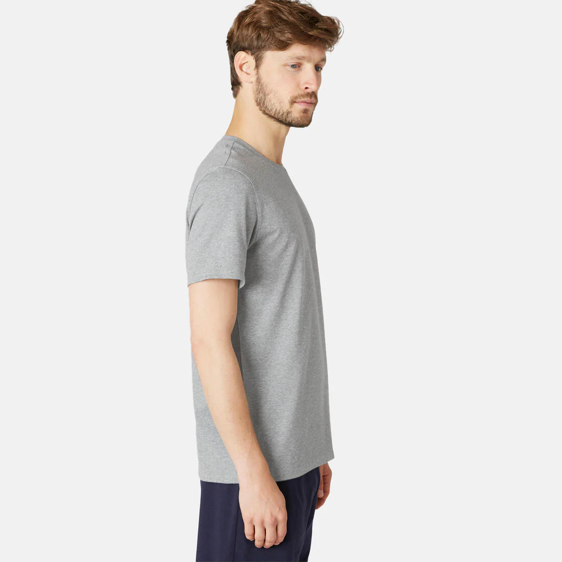Men's Short-Sleeved Straight-Cut Crew Neck Cotton Fitness T-Shirt 500 Garnet - Image 83