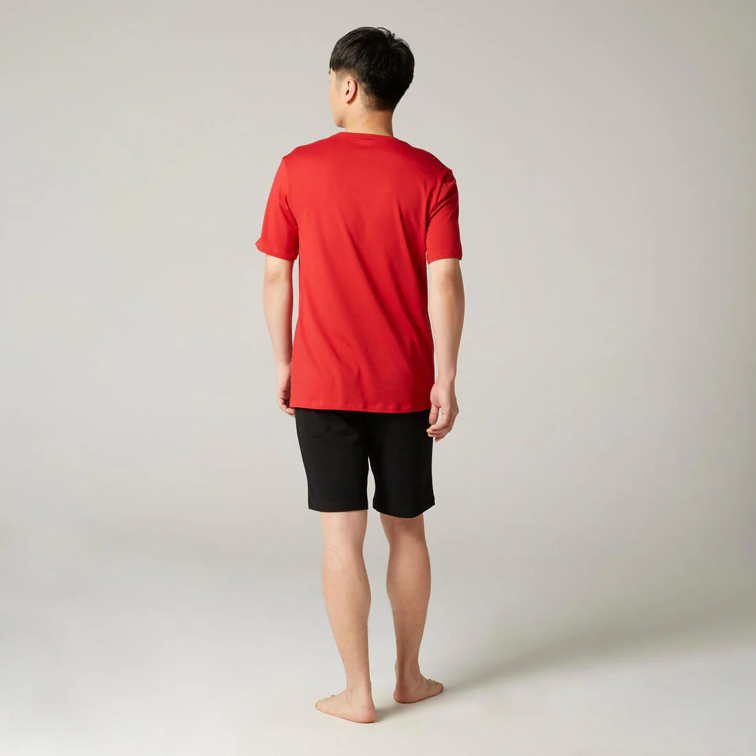 Men's Short-Sleeved Straight-Cut Crew Neck Cotton Fitness T-Shirt 500 Garnet - Image 87