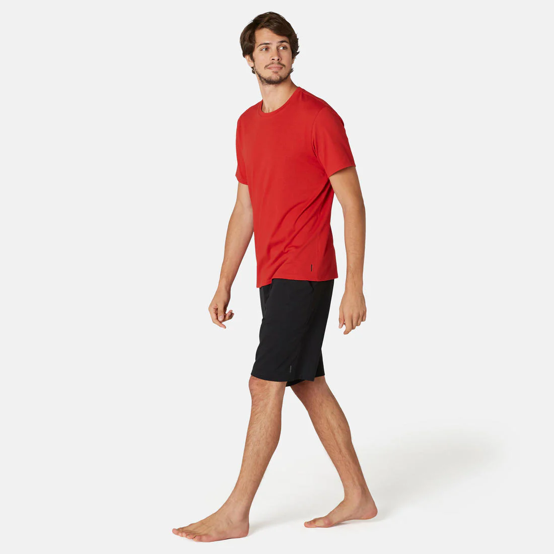 Men's Short-Sleeved Straight-Cut Crew Neck Cotton Fitness T-Shirt 500 Garnet - Image 93
