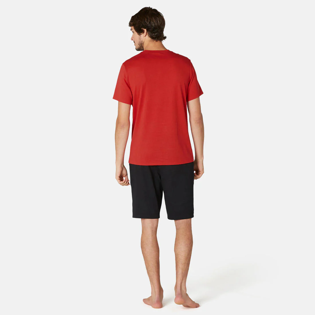 Men's Short-Sleeved Straight-Cut Crew Neck Cotton Fitness T-Shirt 500 Garnet - Image 98