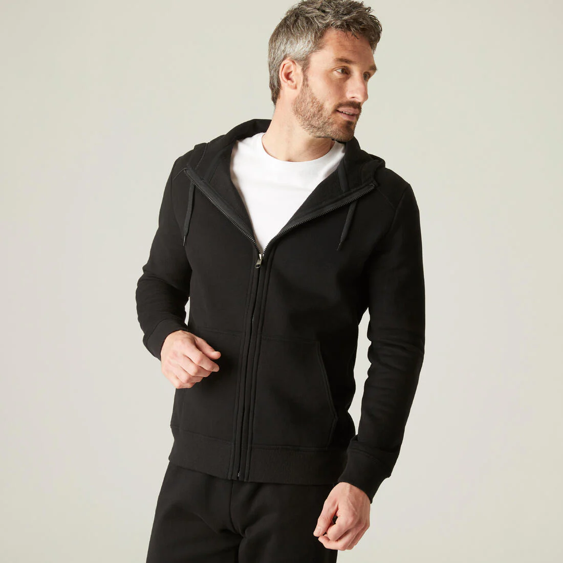Men's Straight-Cut Zipped Hoodie With Pocket 500