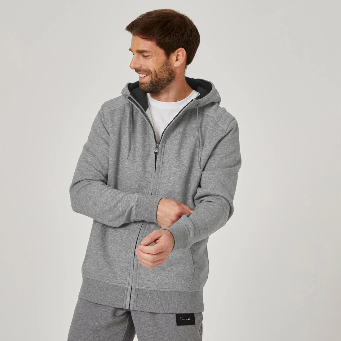 Men's Straight-Cut Zipped Hoodie With Pocket 500 - Image 2