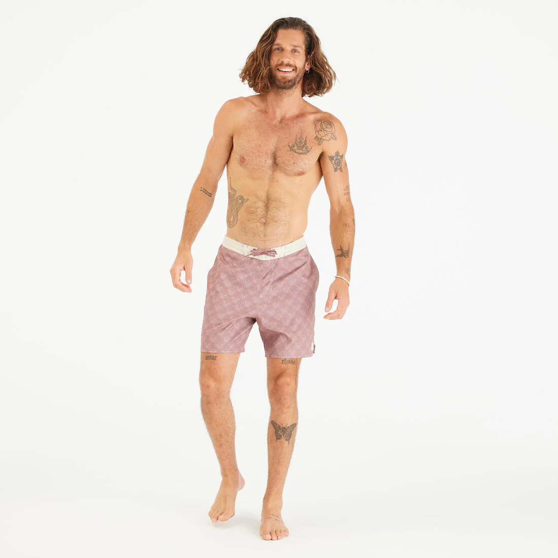 Men’s surfing boardshorts mid-length swim shorts 18”, 100 - Image 3