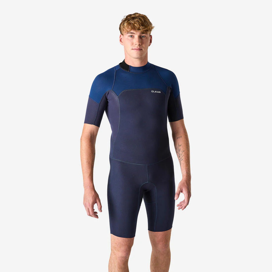 Men’s Surfing Stretch Neoprene Shorty Wetsuit 500 Blue