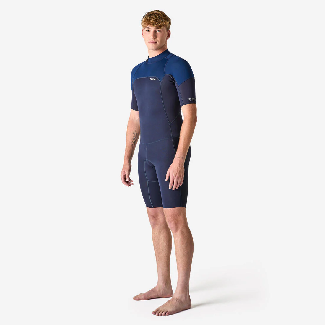 Men’s Surfing Stretch Neoprene Shorty Wetsuit 500 Blue - Image 2