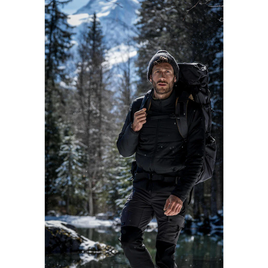 Men’s Trekking Synthetic Padded Jacket MT50 0°C - Black - Image 15