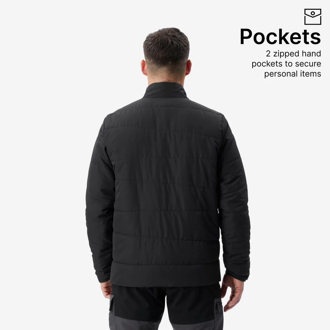 Men’s Trekking Synthetic Padded Jacket MT50 0°C - Black - Image 3
