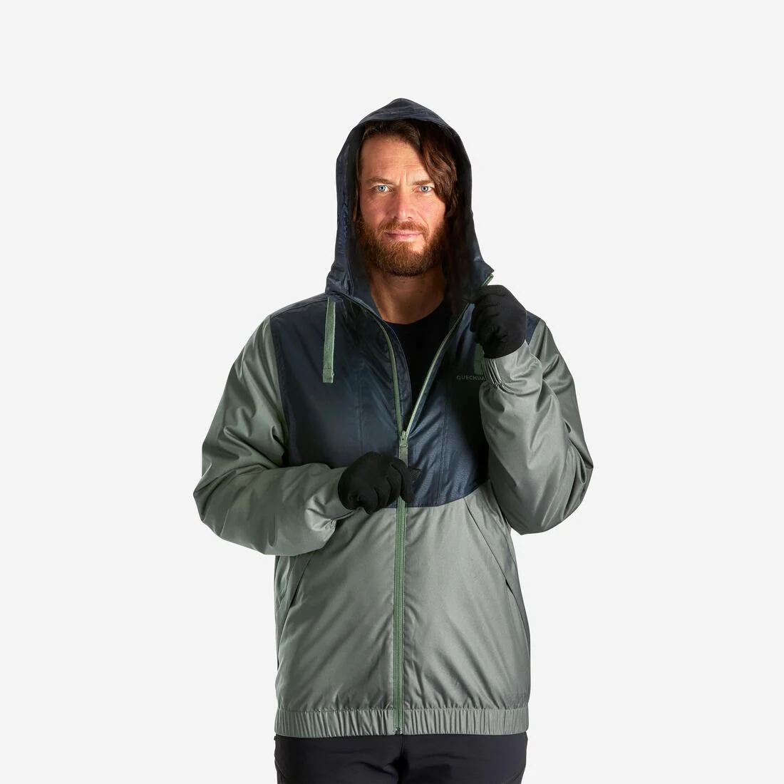 Men’s waterproof hiking jacket -5°C, NH100 - Green