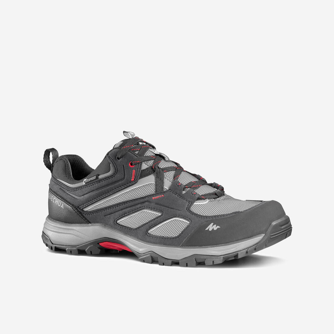 Men’s waterproof mountain hiking boots, MH100 - Grey / Red