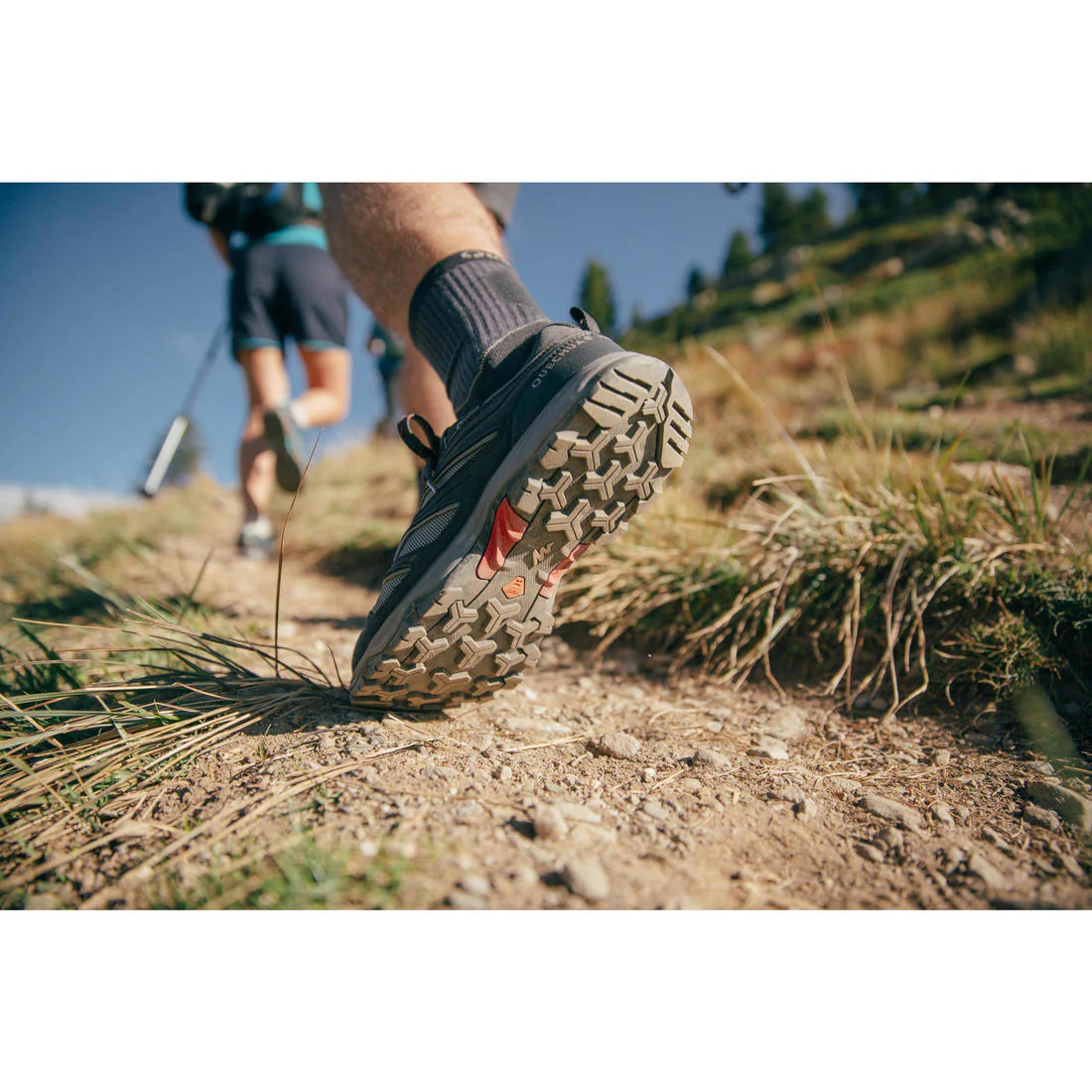 Men’s waterproof mountain hiking boots, MH100 - Grey / Red - Image 3