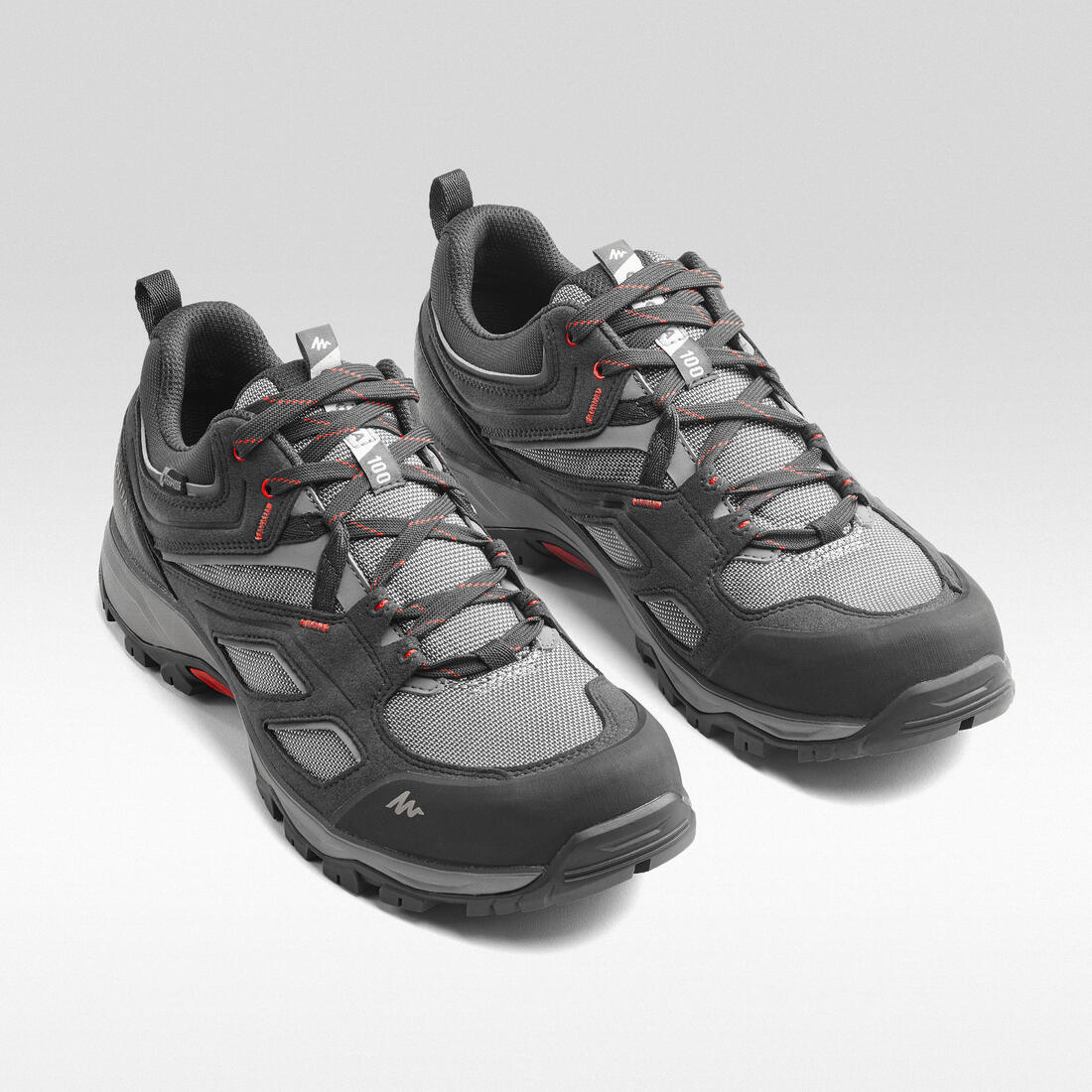 Men’s waterproof mountain hiking boots, MH100 - Grey / Red - Image 6