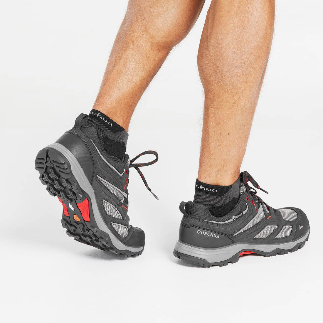 Men’s waterproof mountain hiking boots, MH100 - Grey / Red - Image 7