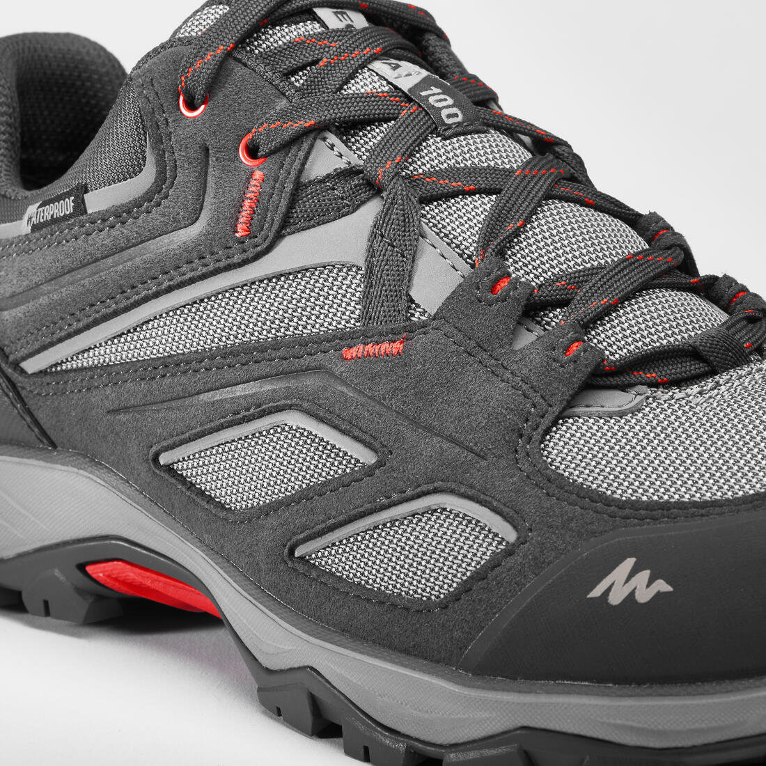 Men’s waterproof mountain hiking boots, MH100 - Grey / Red - Image 8
