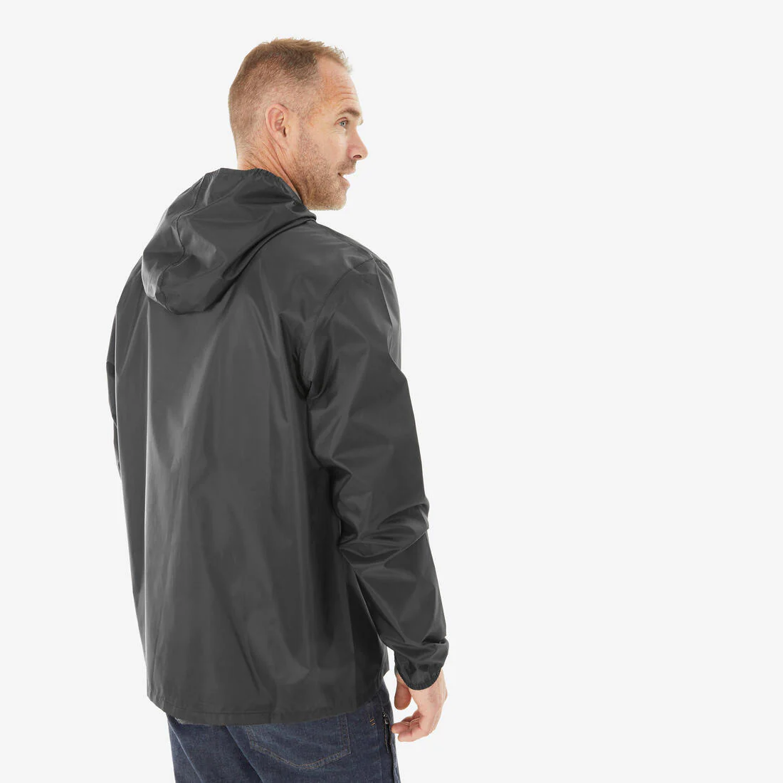 Men’s windproof and waterproof hiking jacket, Raincut 1/2 Zip - Black - Image 3