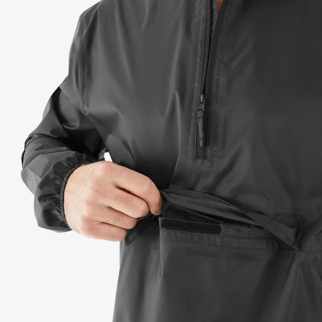 Men’s windproof and waterproof hiking jacket, Raincut 1/2 Zip - Black - Image 4