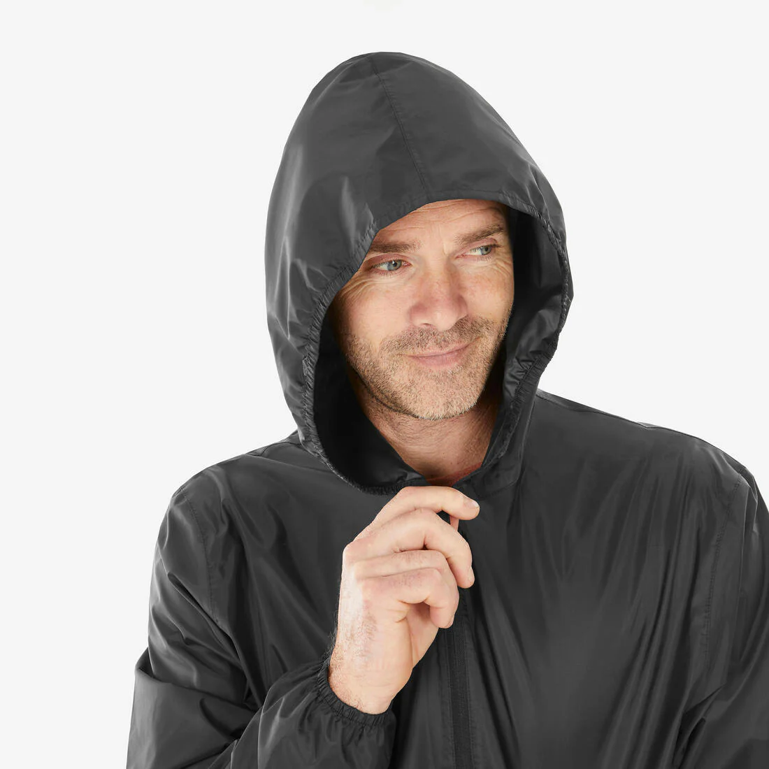 Men’s windproof and waterproof hiking jacket, Raincut 1/2 Zip - Black - Image 6