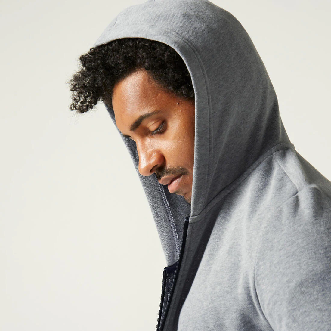 Men's Zip-Up Fitness Hoodie 100 - Grey - Image 5