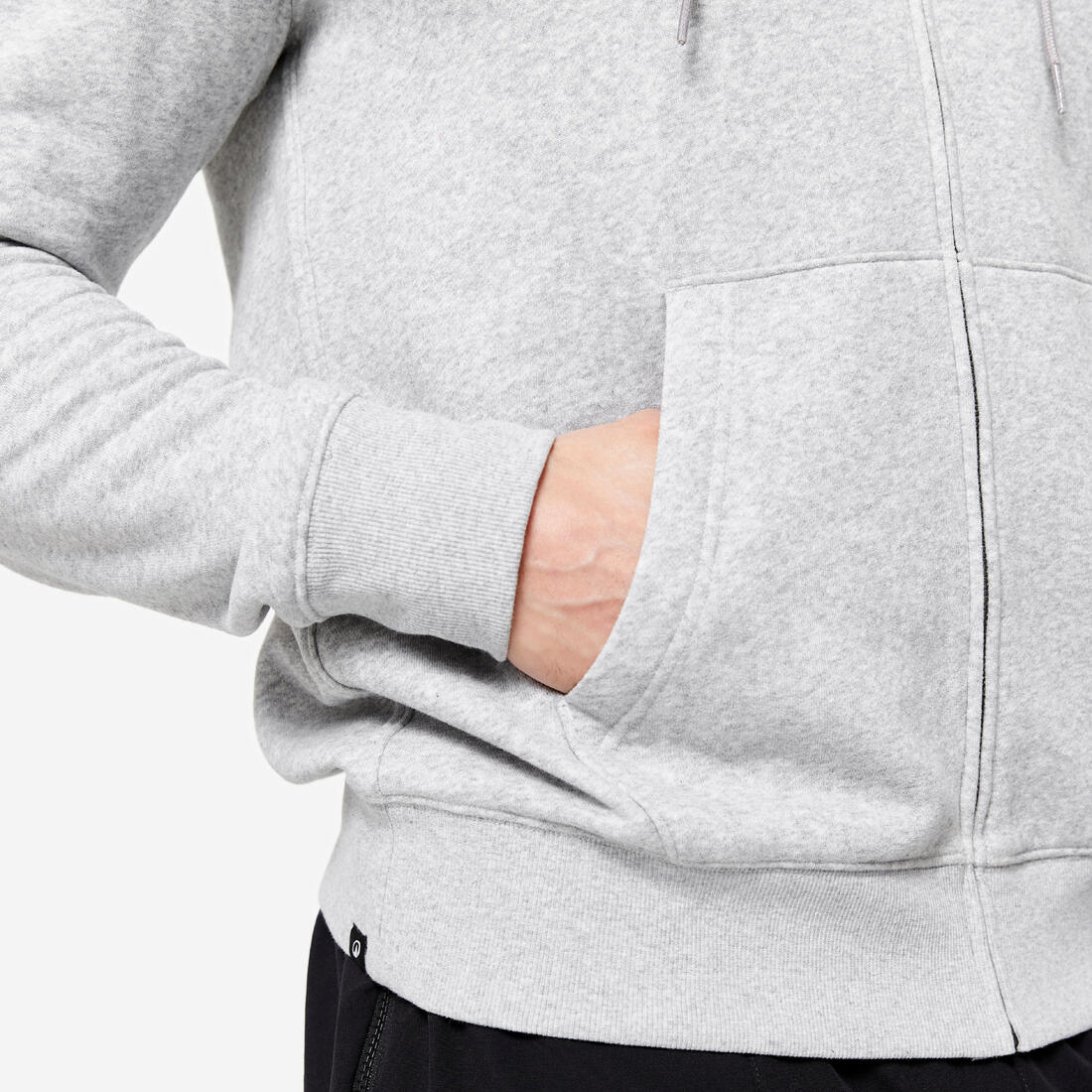 Men's Zip-Up Fitness Hoodie 100 - Grey - Image 7