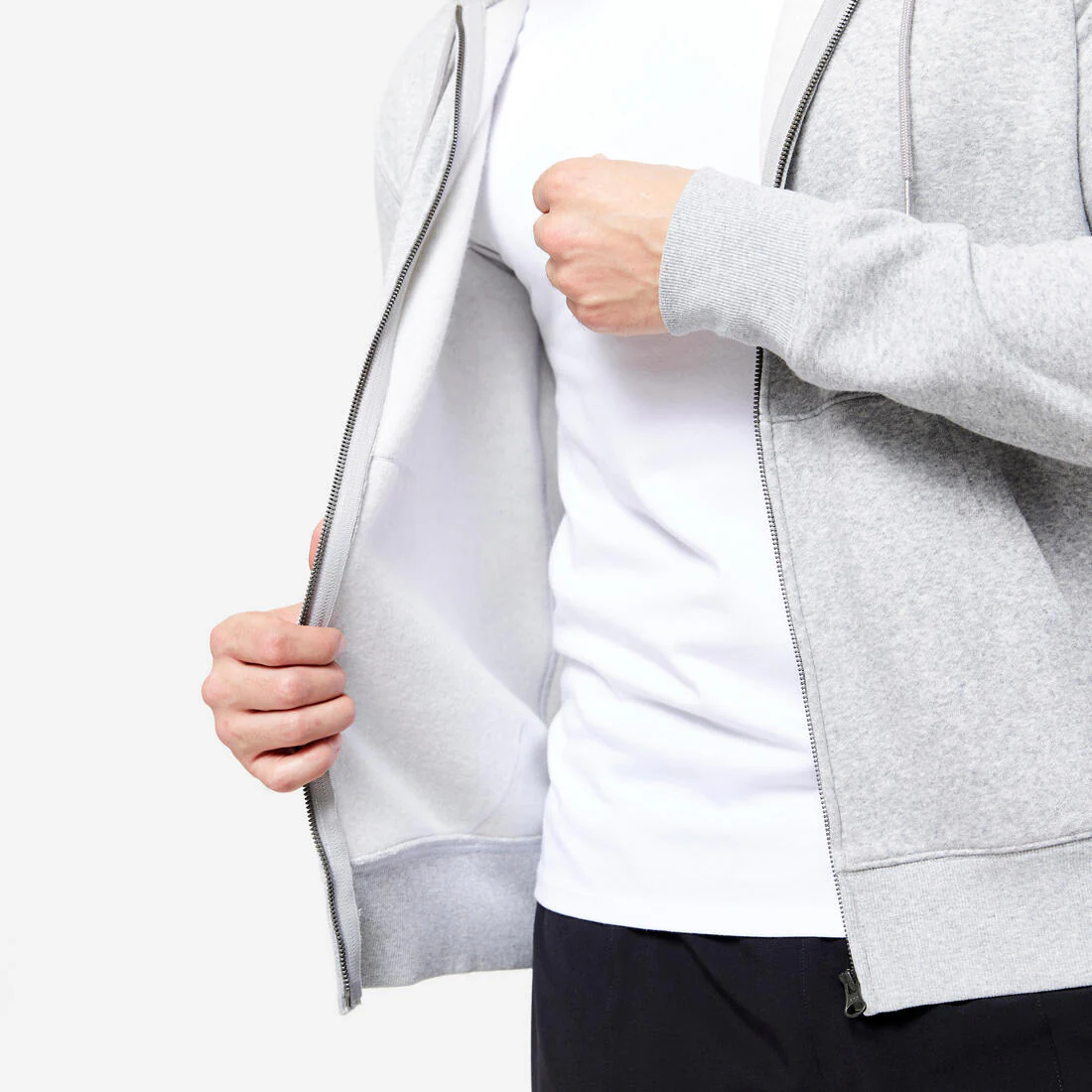 Men's Zip-Up Fitness Hoodie 100 - Grey - Image 8