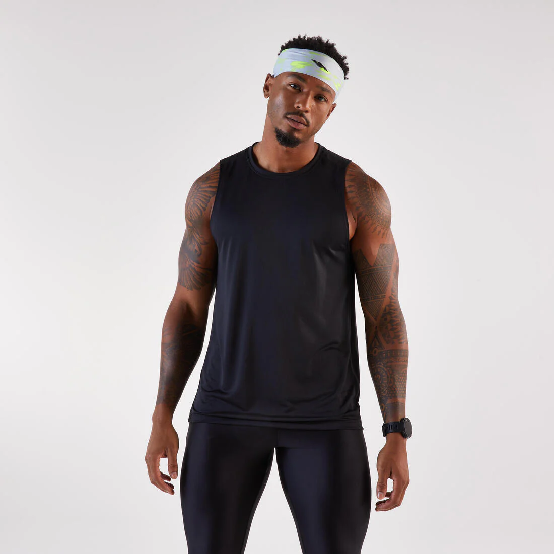 Men's running tank top, Kiprun Run 100 - Black