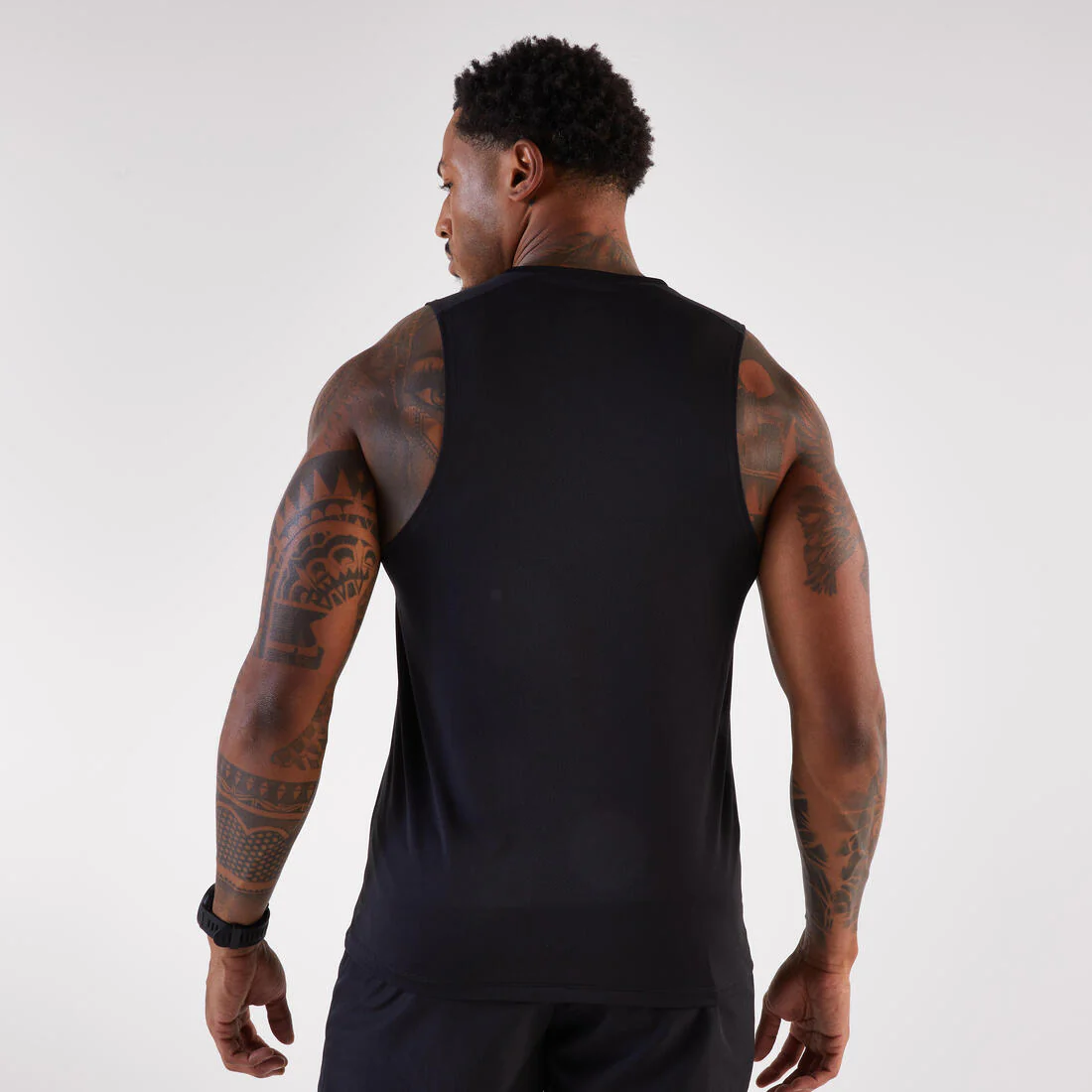 Men's running tank top, Kiprun Run 100 - Black - Image 3