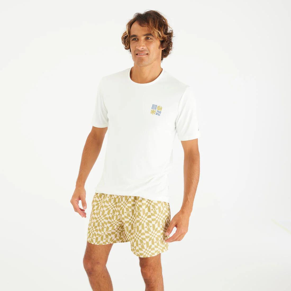 Men's Surfing Short-Sleeved Anti-UV T-Shirt - Grey print