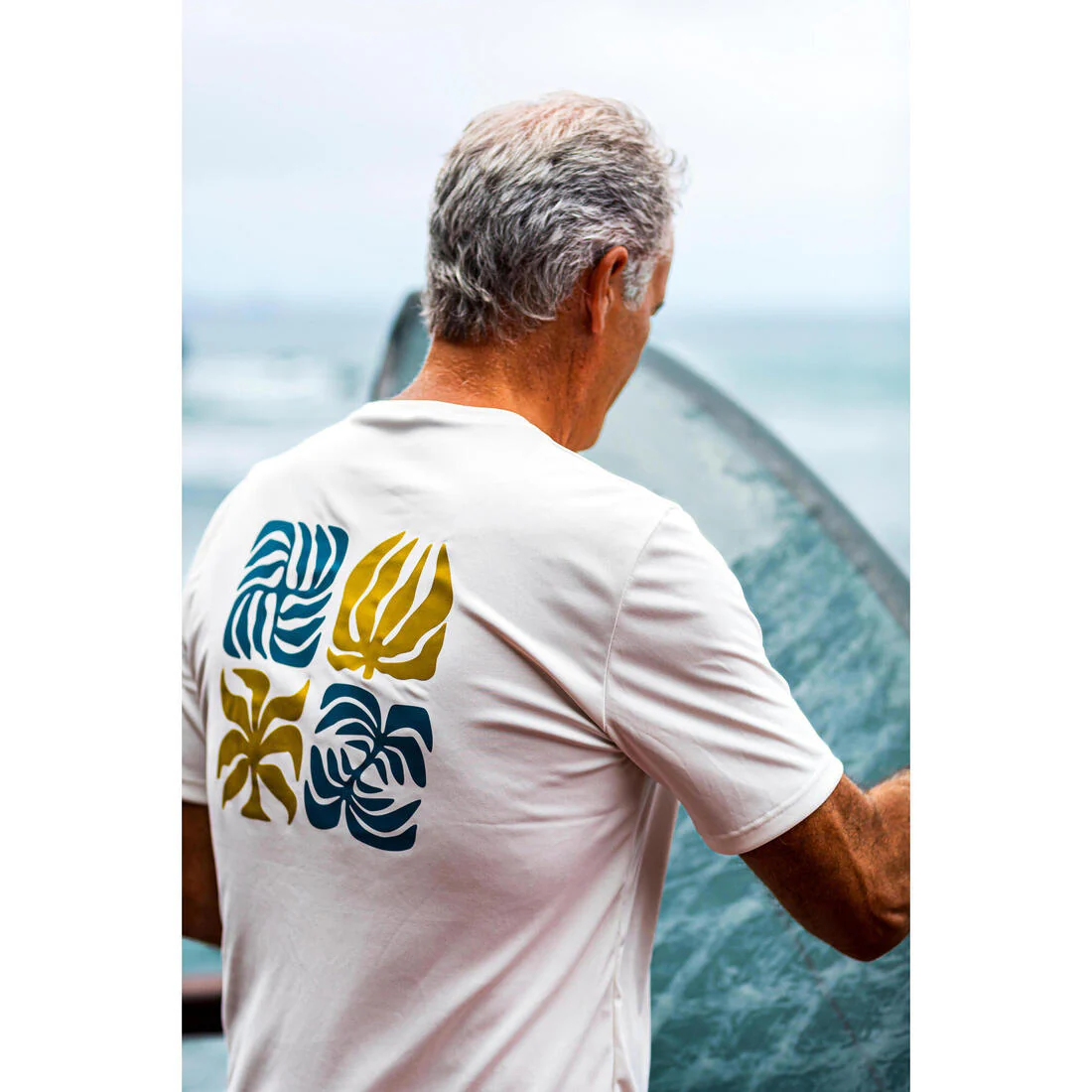 Men's Surfing Short-Sleeved Anti-UV T-Shirt - Grey print - Image 6