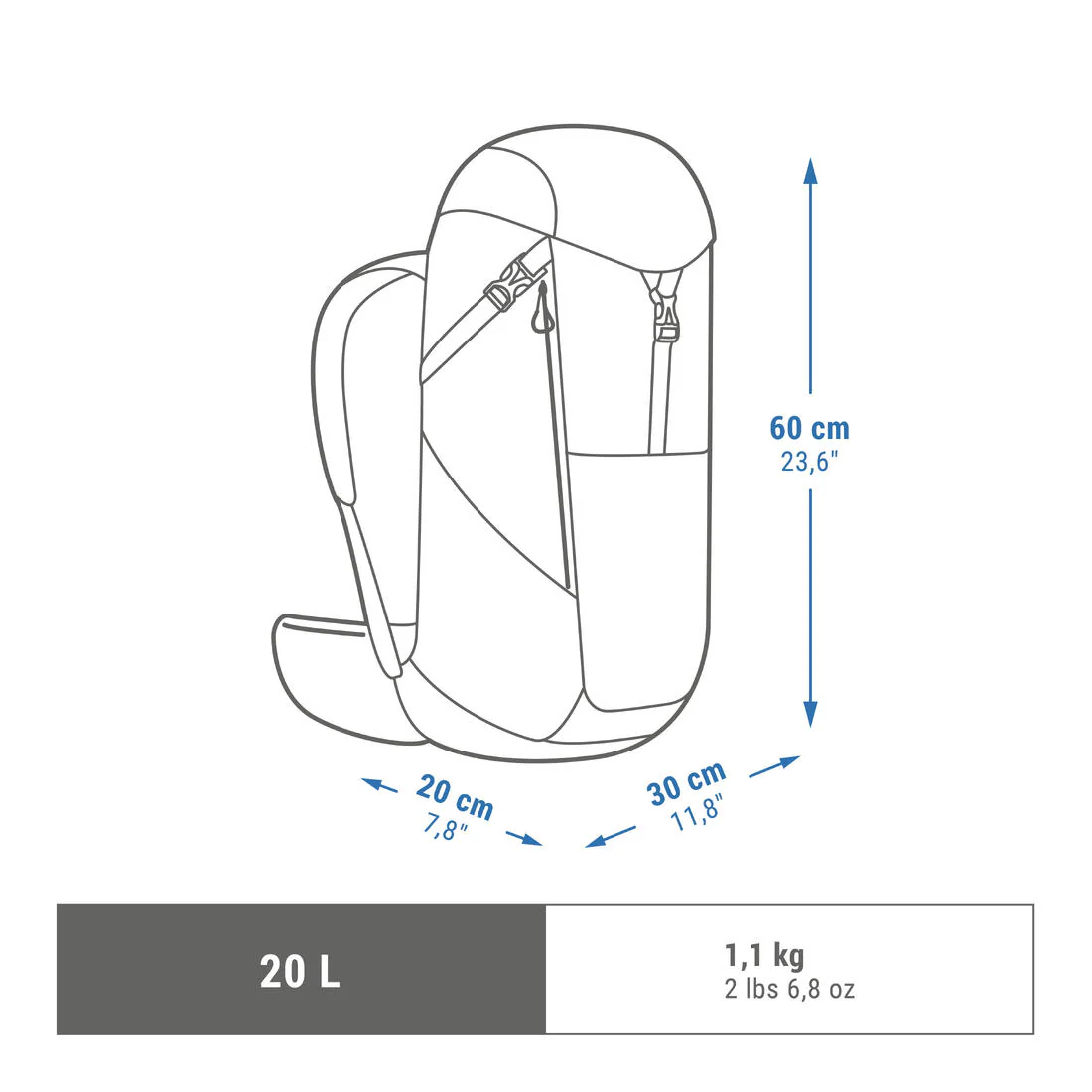 Mountain Walking 20L Backpack MH500 - Image 3