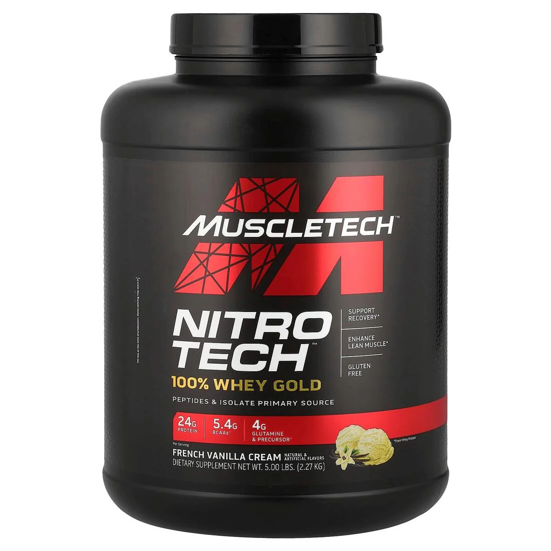 muscle tech nitro tech 100% whey gold french vanilla cream 5lb