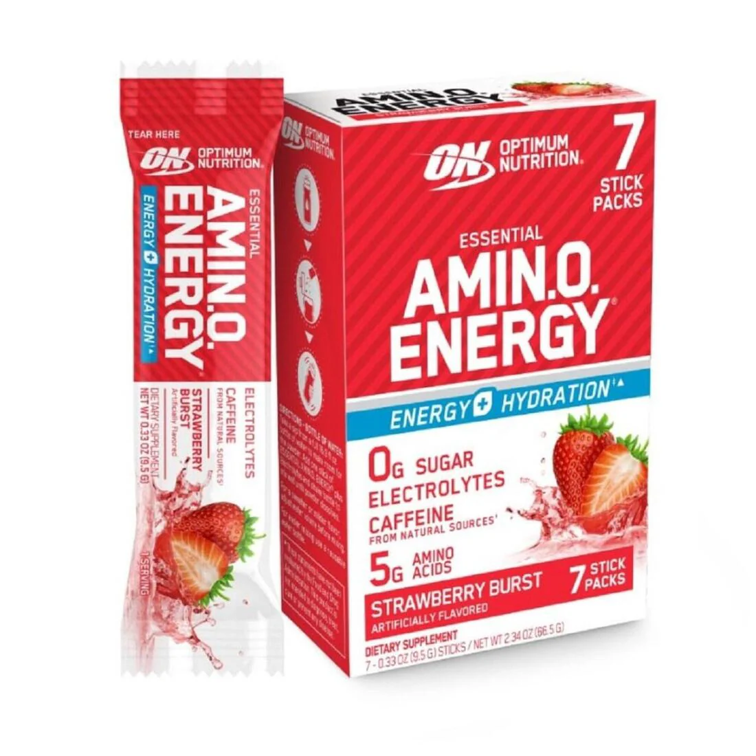 Optimum Nutrition Amino Energy Strawberry Stick Packs – 7 Packs